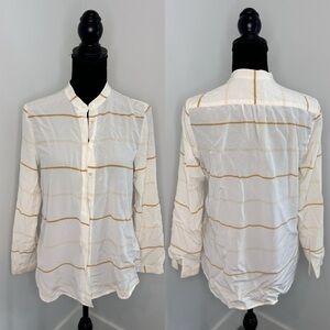 Steven Alan 100% Silk White Stripe Long Sleeve Button Up Blouse (S)